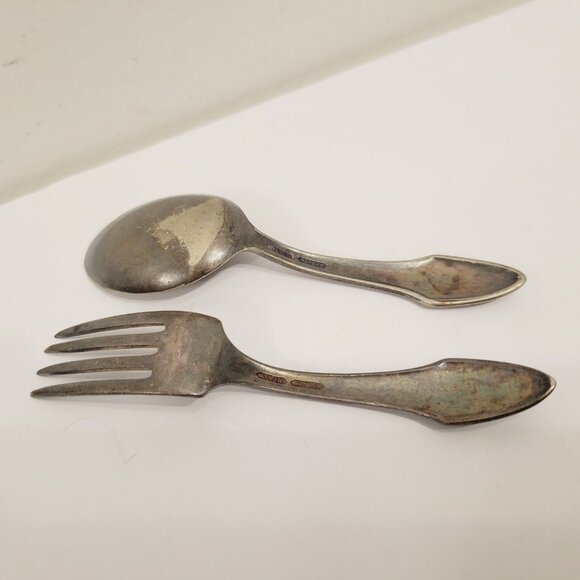 Vtg Alvin Flatware Patent Toddler Baby Silver plated Fork and Spoon READ - Picture 4 of 6